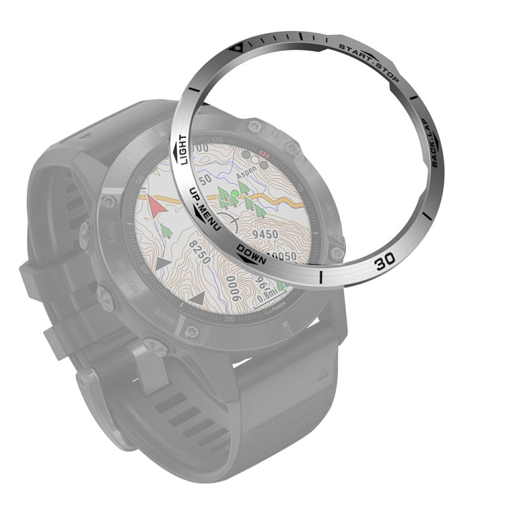 Dark bezel ring accessory fitted around smartwatch display