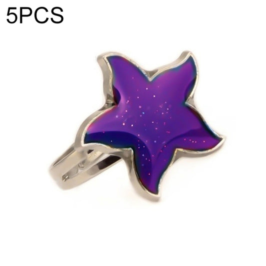 Adjustable open ring with purple star-shaped gem and silver-tone open band