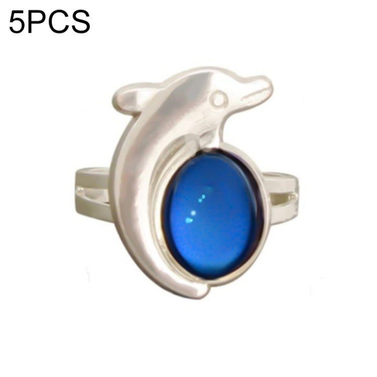 Adjustable open ring with dolphin-shaped setting and blue oval gem