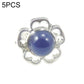 Adjustable open ring with round blue gem and flower petal border