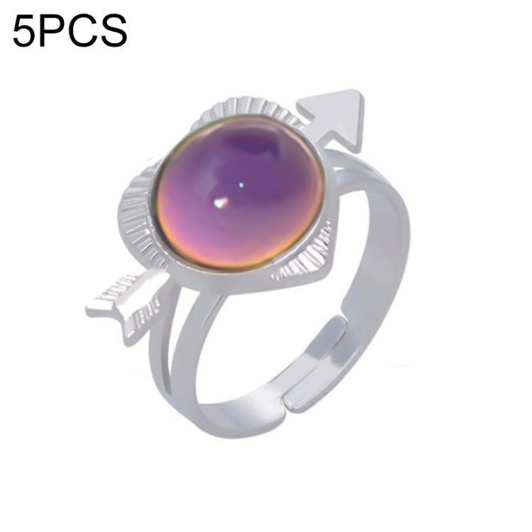 Adjustable open ring with oval purple color-change gem and star detail