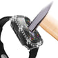 Diamond-rhinestone watch case with clear tempered glass film, black frame