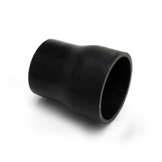 Black rubber intake hose reducer sleeve, curved cylindrical shape