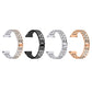 Double-row diamond-look steel watch straps in multiple colors: silver, black, white, rose