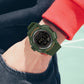 SANDA digital outdoor sports watch with luminous LED display, dark green strap