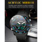 Black dual digital sports watch with blue luminous markers and dual displays