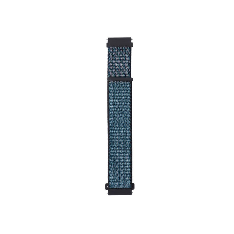Nylon loop watch strap in blue denim-style mesh fabric with black ends