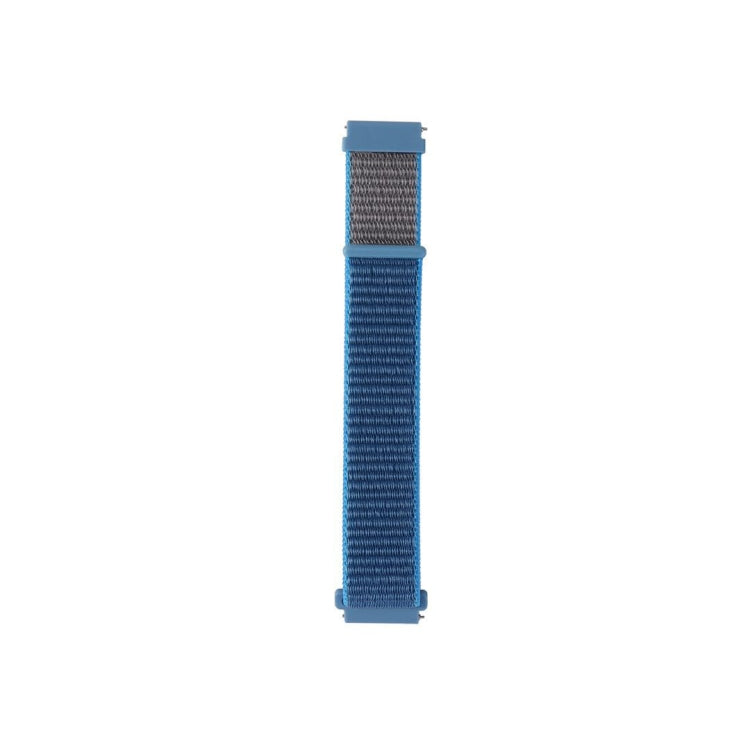 Nylon loop watch strap in blue mesh fabric with light blue ends