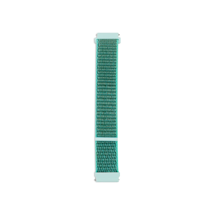 Nylon loop watch strap in teal-green with light teal clasp ends