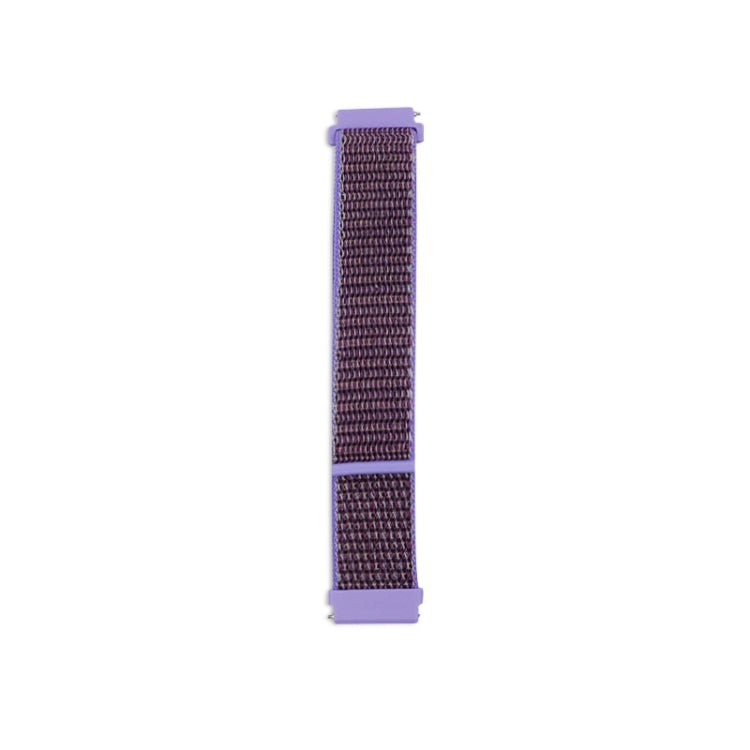 Nylon loop watch strap in dark purple with light purple clasp ends