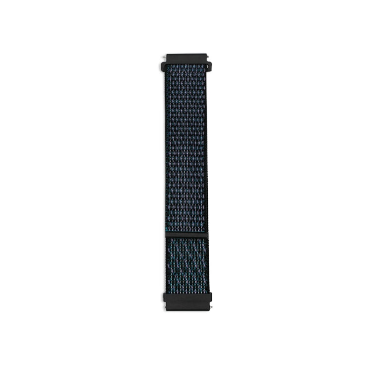 Nylon loop watch strap in dark navy with black clasp ends