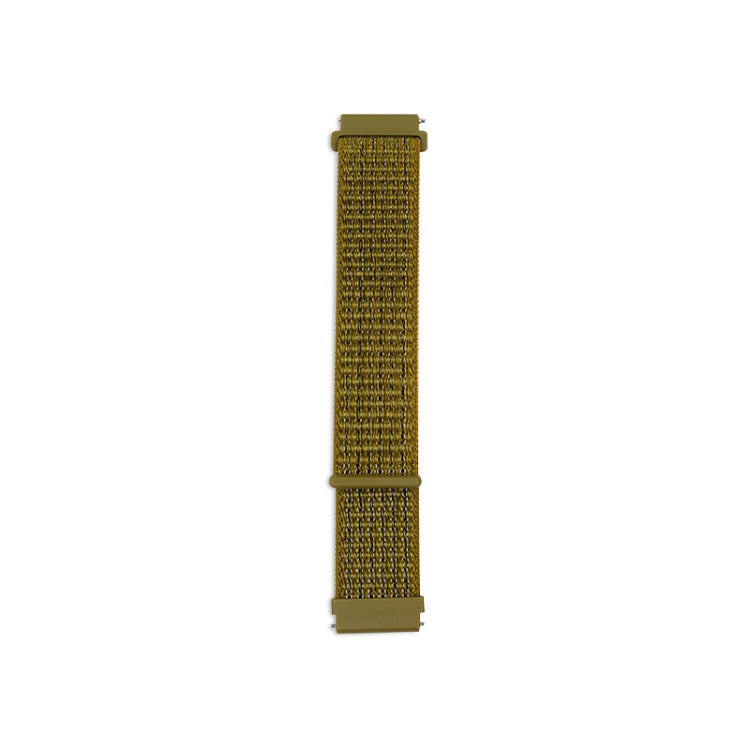 Nylon loop replacement watchband strap, olive green fabric with two matching connectors.