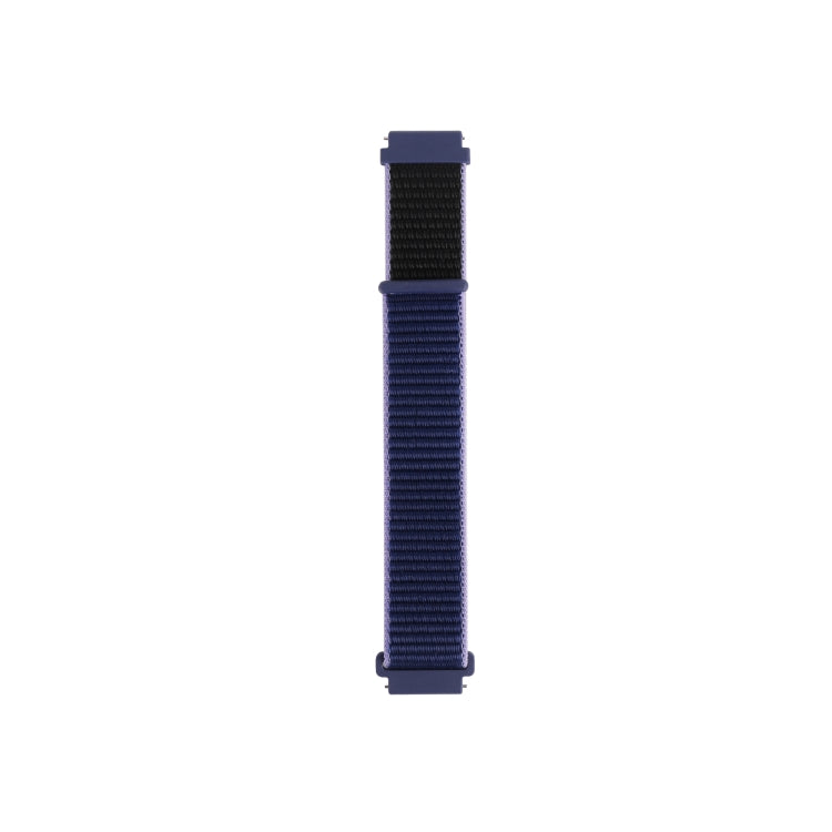 Nylon loop replacement watchband strap, navy blue textured fabric with two matching connectors.