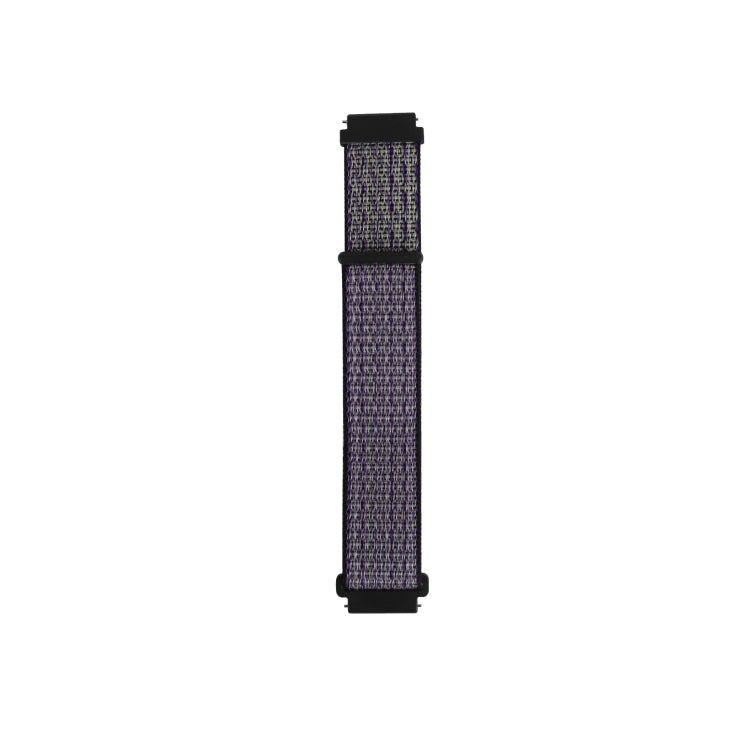 Nylon loop watch strap in dark purple mesh fabric with black ends