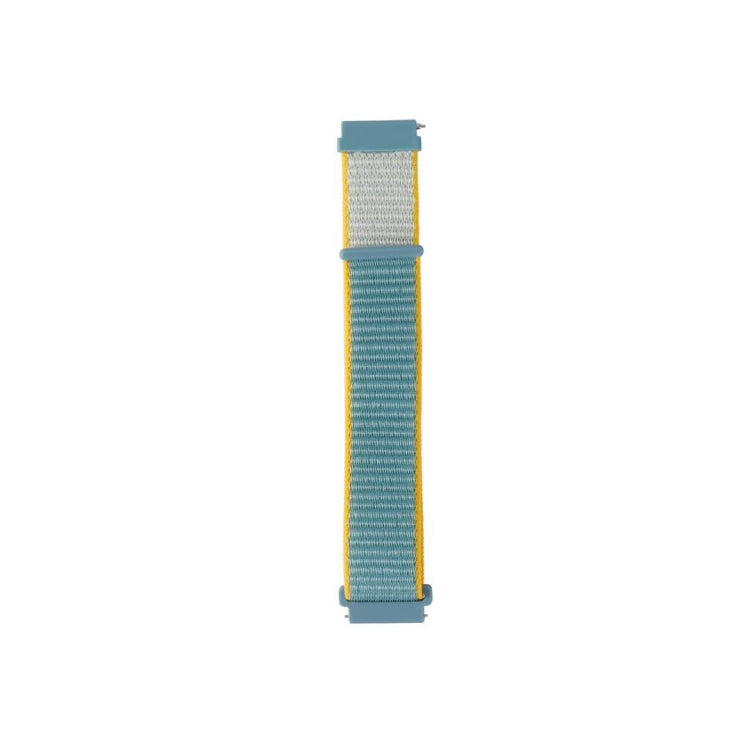 Nylon loop watch strap in light blue mesh fabric with teal ends