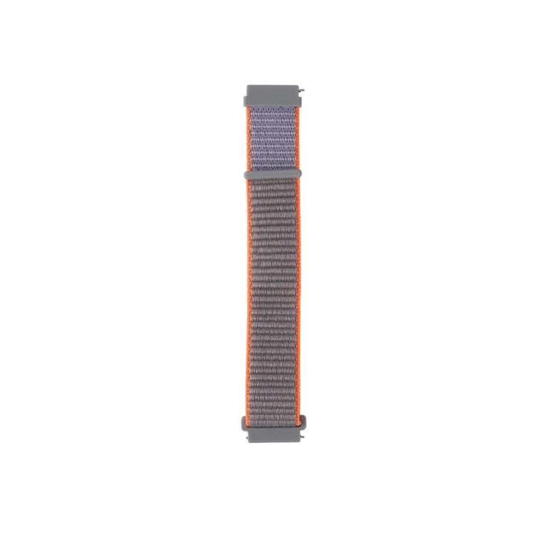 Charcoal gray nylon loop watch strap with orange accents and two gray end connectors.