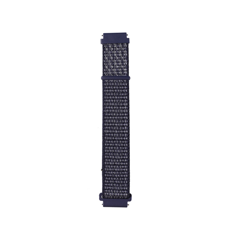 Nylon loop watch strap in dark charcoal blue with navy end clips
