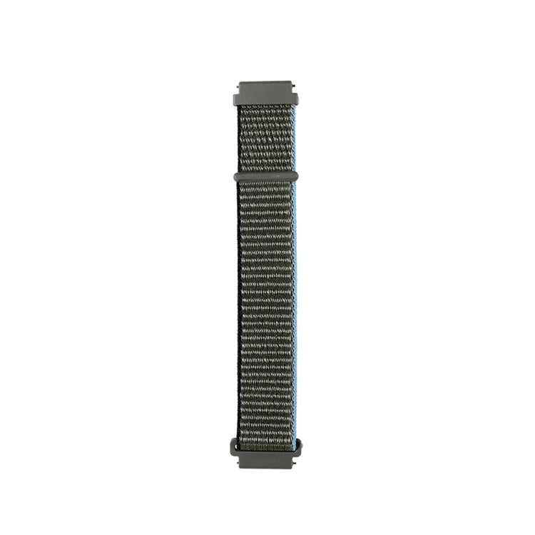 Nylon loop watch strap in olive green with dark end clips
