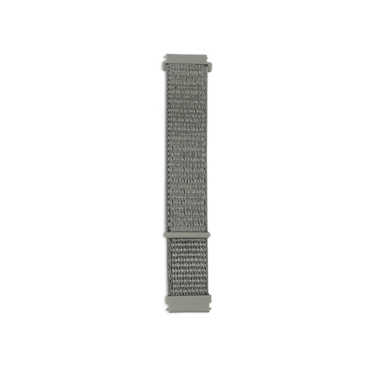 Nylon loop replacement watch strap in gray with metal buckle tabs