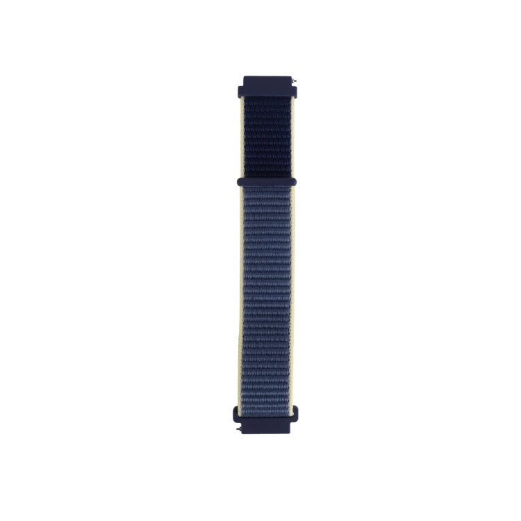 Nylon loop replacement watchband strap, two-tone navy and light blue with two end buckles
