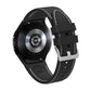 Black silicone watchband with white stitched trim and metal clasp buckle