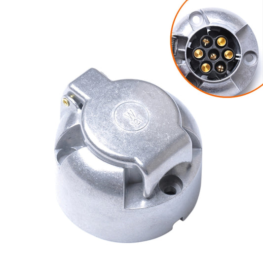 12V 7-pin round female trailer adapter connector, metal EU plug, side view
