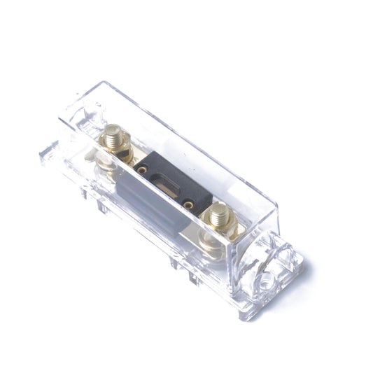 ANL fuse holder with transparent cover and two brass battery terminals