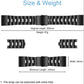Black rectangular-link watch band shown with band width and length layout diagram.