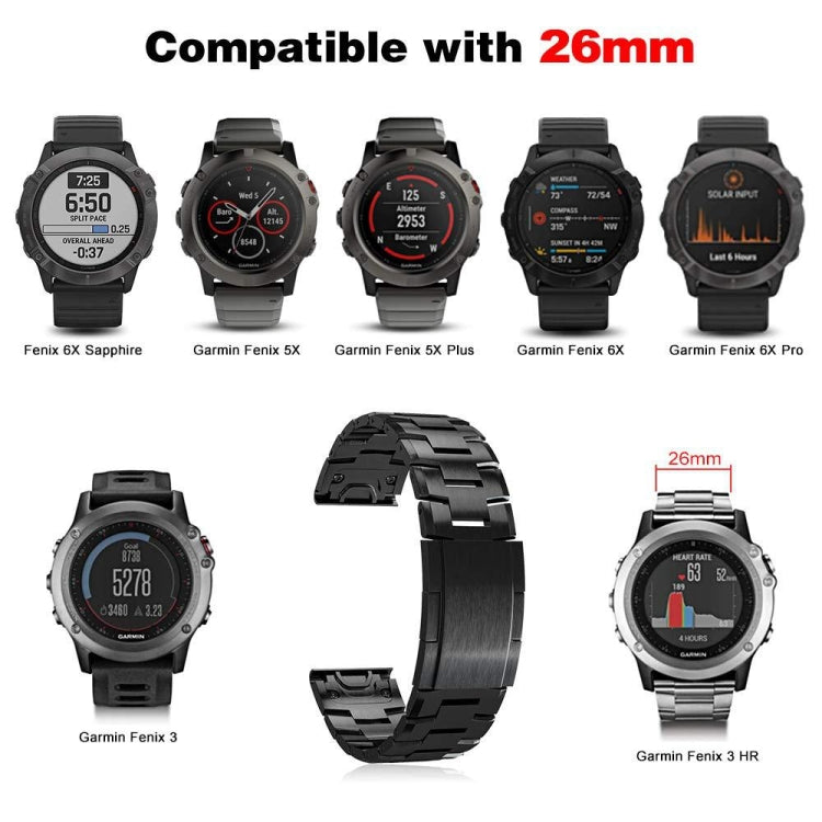 Black titanium alloy watch band on compatible watch models, featuring quick-release design.
