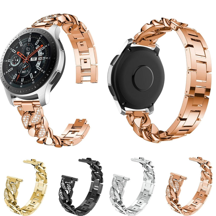 22mm Universal Single Row Diamonds Denim Chain Replacement Watchband, For Garmin Vivoactive 4 / Venu 2