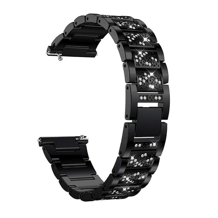 Black three-bead diamond watch strap with linked metal segments and sparkling insets