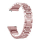 Rose pink three-bead diamond watch strap with shimmering metal links and ornate inlays