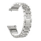 Silver three-bead diamond watch strap with shiny metal links and glittering inlay details