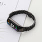 Black seven-bead stainless steel watchband with smartwatch front and clasp