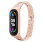 Rose gold diamond-link alloy watchband with X-shaped pattern for fitness tracker