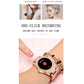 Smart bracelet on wrist with black recording screen and red record button.