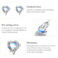 Oxidized sterling silver heart moonstone earrings with blue stone close-up