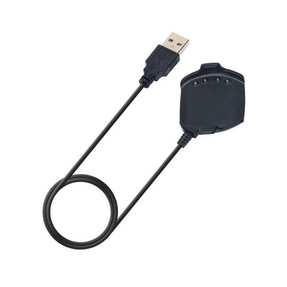 Smart watch charging cradle cable with USB plug and dark charging cradle