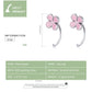 Sterling silver pink enamel flower hoop earrings, pair with curved band and three-petal blooms