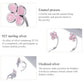 Sterling silver pink enamel flower hoop earrings with three-petal blooms and enamel highlights