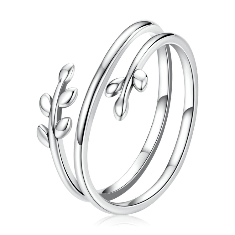 Sterling silver multi-loop open ring with leaf-like charms