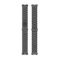 Black three-bead stainless steel watch strap set with clasp ends and links.