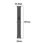 Black watch strap dimensions: 187mm length, 20mm width, 24.3mm height.
