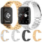 Three-bead stainless steel watchbands set: gold, rose gold, silver, black with folding clasps