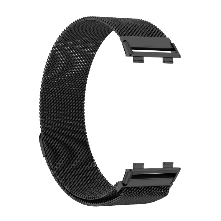 Black Milan metal replacement watch strap with rectangular link clasp