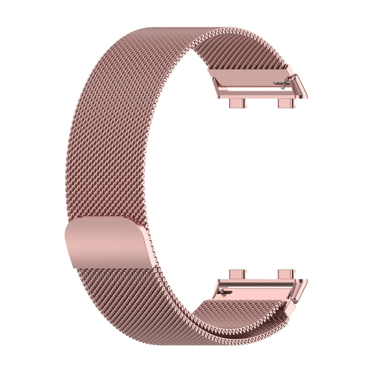 Rose pink Milan metal replacement watch strap with rectangular link clasp