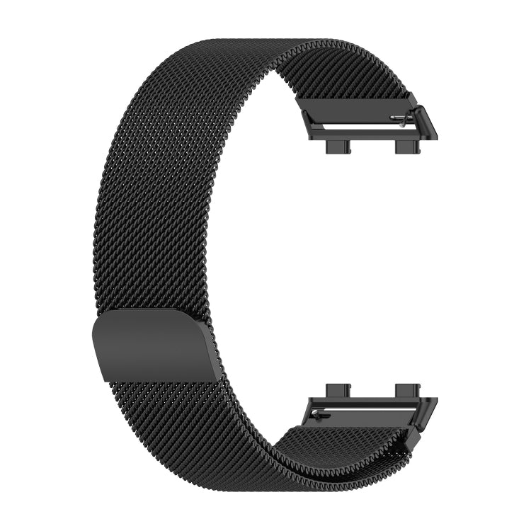 Black Milan metal watch strap, link clasp on both ends, mesh metal band
