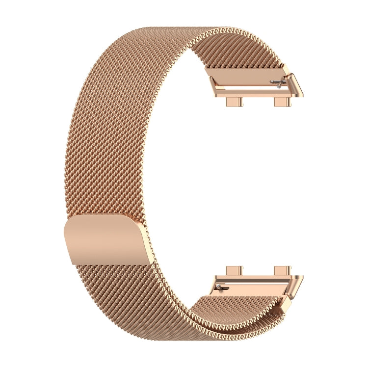 Rose metal mesh smartwatch replacement band with folding clasp hardware