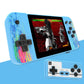 Blue handheld dual-player game console with 3.5-inch screen and dual controller buttons