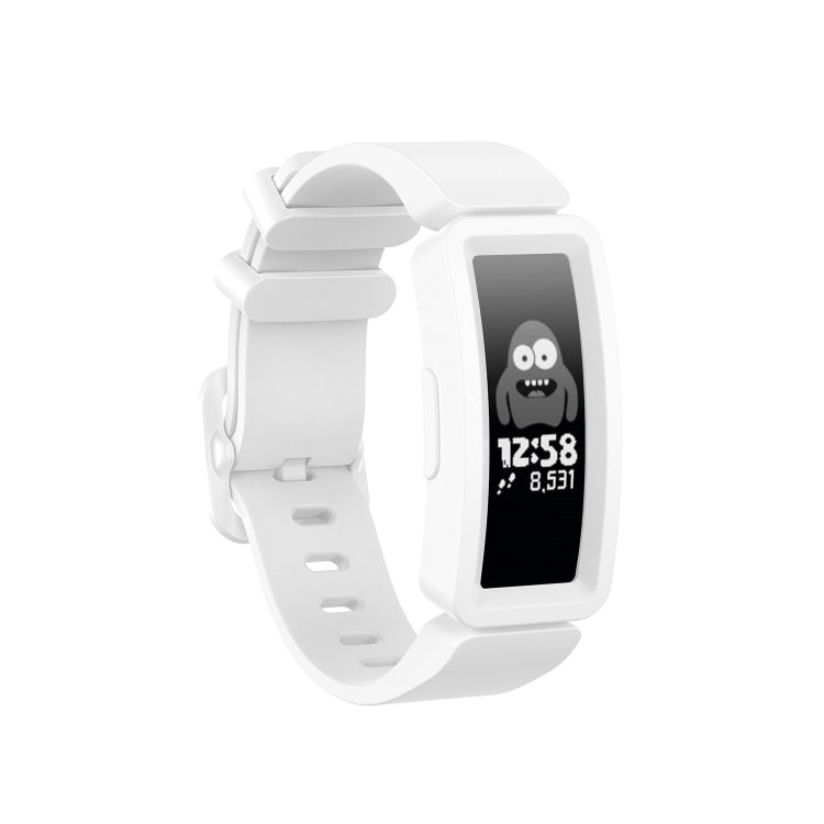 White silicone replacement watch wristband with clasp buckle for Fitbit Inspire HR/Ace 2